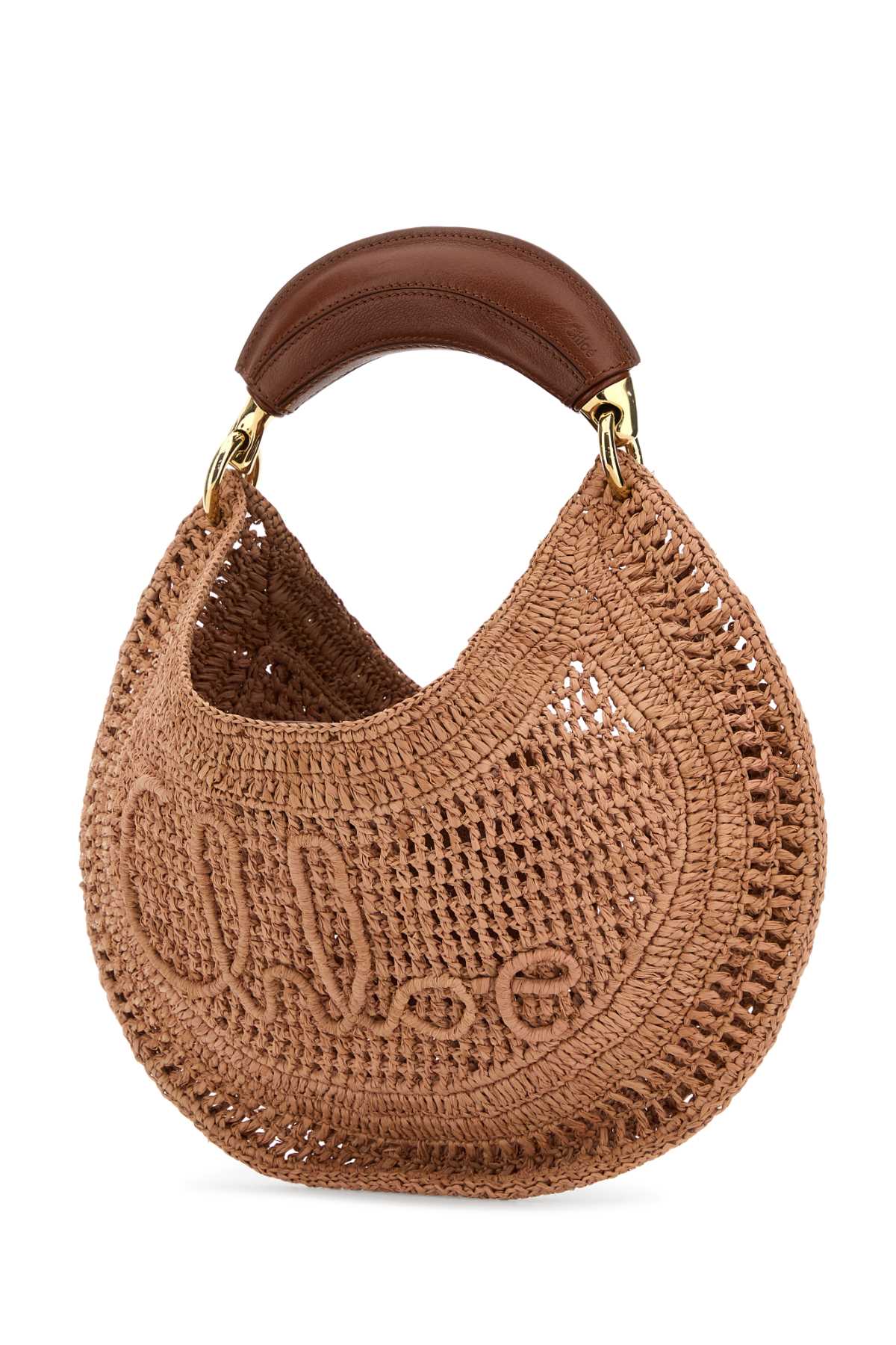 Chloe Women Antiqued Pink Raffia Banana Handbag