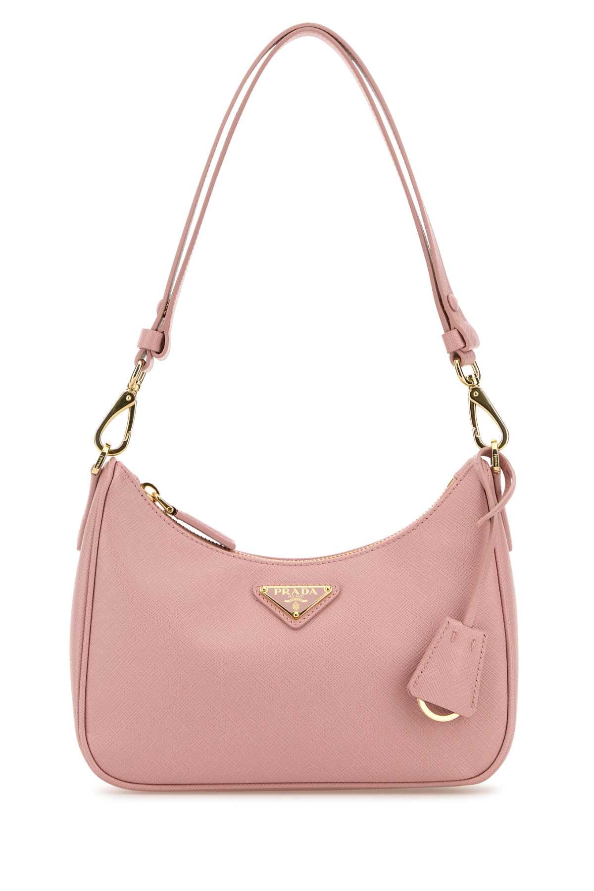 Prada Women Pink Leather Mini Prada Re-Edition Shoulder Bag