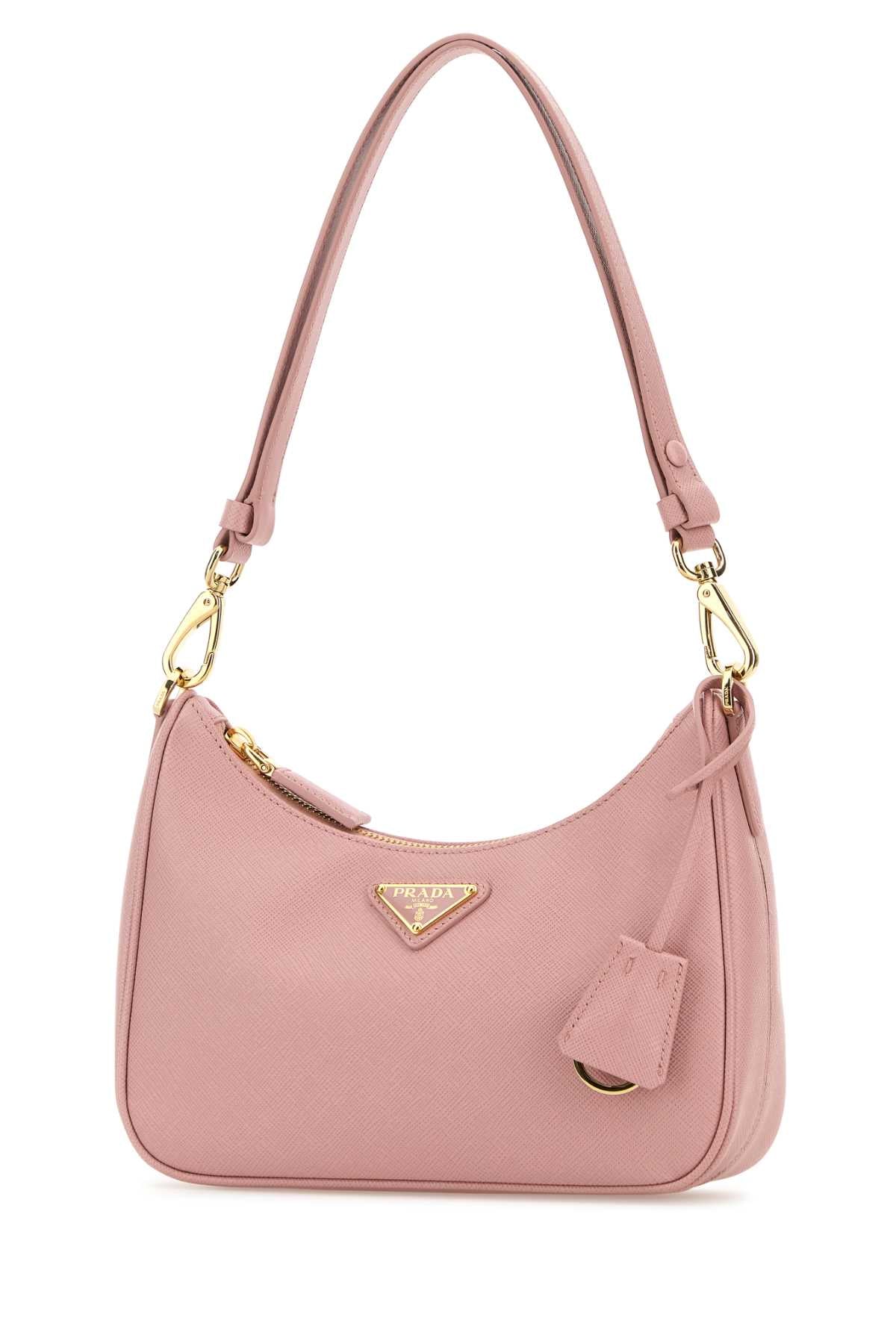 Prada Women Pink Leather Mini Prada Re-Edition Shoulder Bag