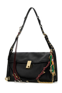 Prada Women Black Leather Large Prada Soft Sound Shoulder Bag