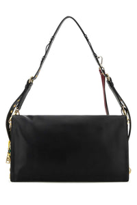 Prada Women Black Leather Large Prada Soft Sound Shoulder Bag