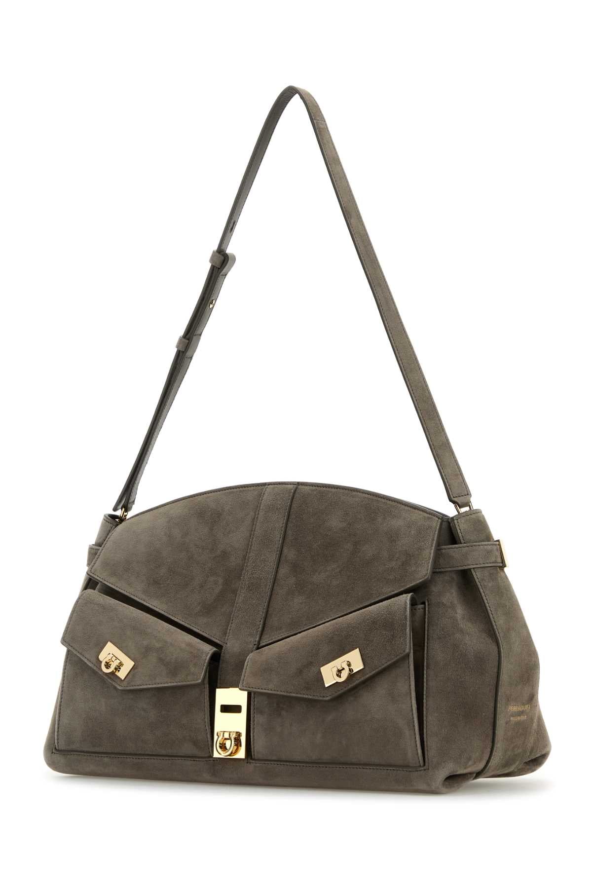 SALVATORE FERRAGAMO Salvatore Ferragamo Women Grey Suede Shoulder Bag