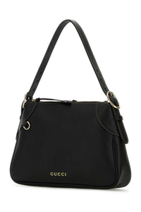 Gucci Women Black Leather Medium Gg Emblem Shoulder Bag