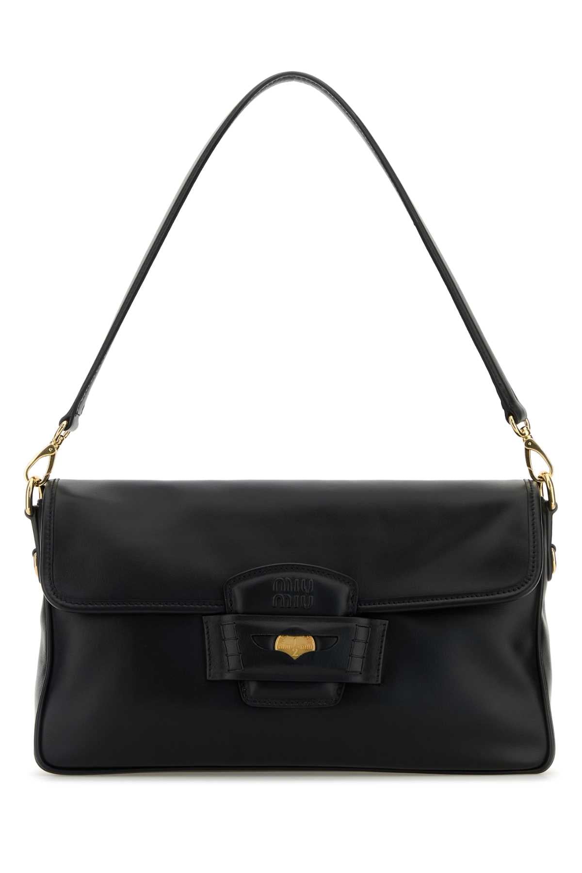 Miu Miu Women Black Leather Penny Shoulder Bag