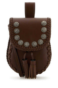 Prada Women Brown Leather Crossbody Bag