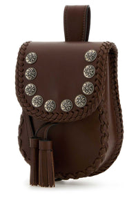 Prada Women Brown Leather Crossbody Bag