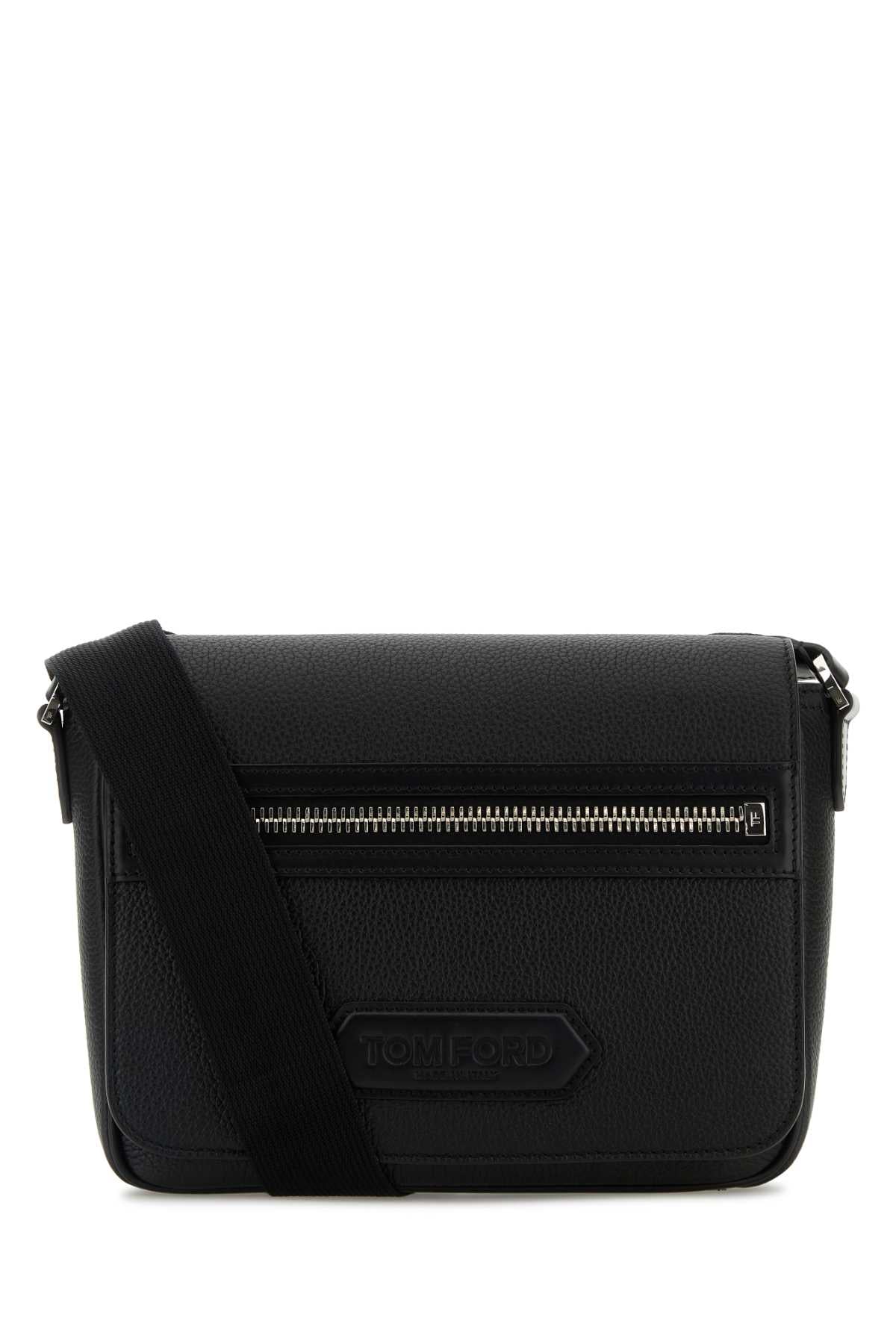 TOM FORD Tom Ford Men Black Leather Small Traveller Crossbody Bag