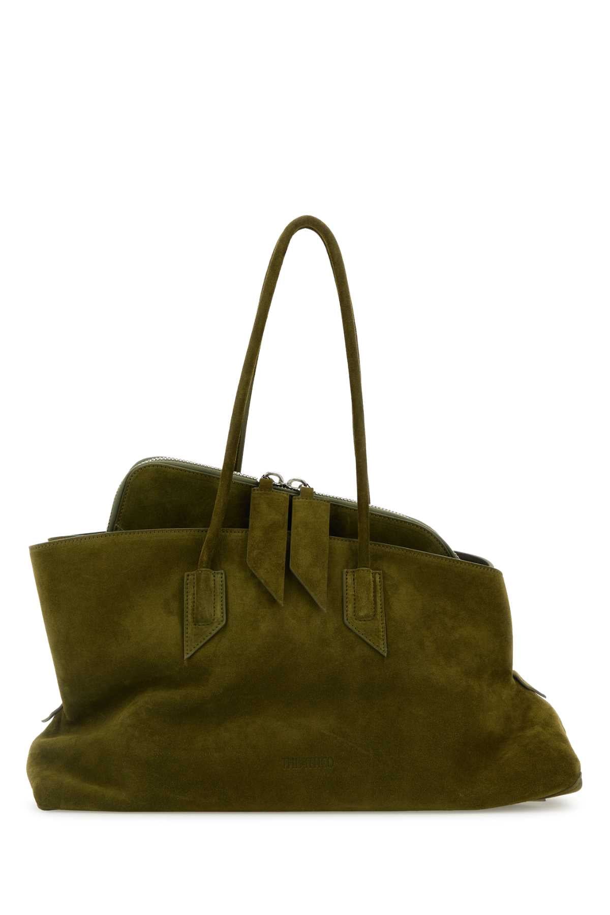 THE ATTICO The Attico Women Olive Green Suede Medium La Passeggiata Shoulder Bag