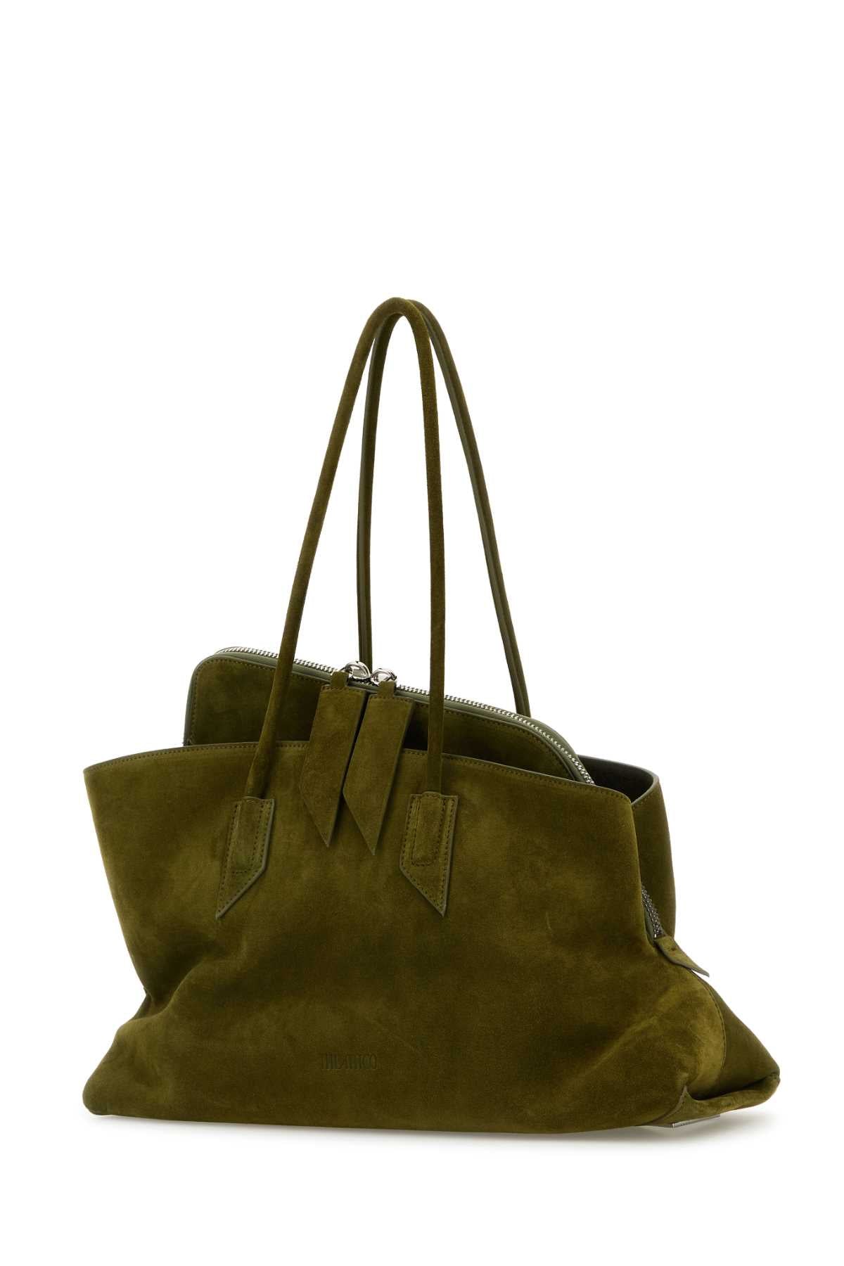 THE ATTICO The Attico Women Olive Green Suede Medium La Passeggiata Shoulder Bag