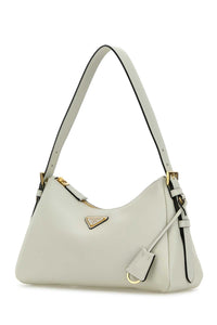 Prada Women White Leather Medium Aimee Shoulder Bag
