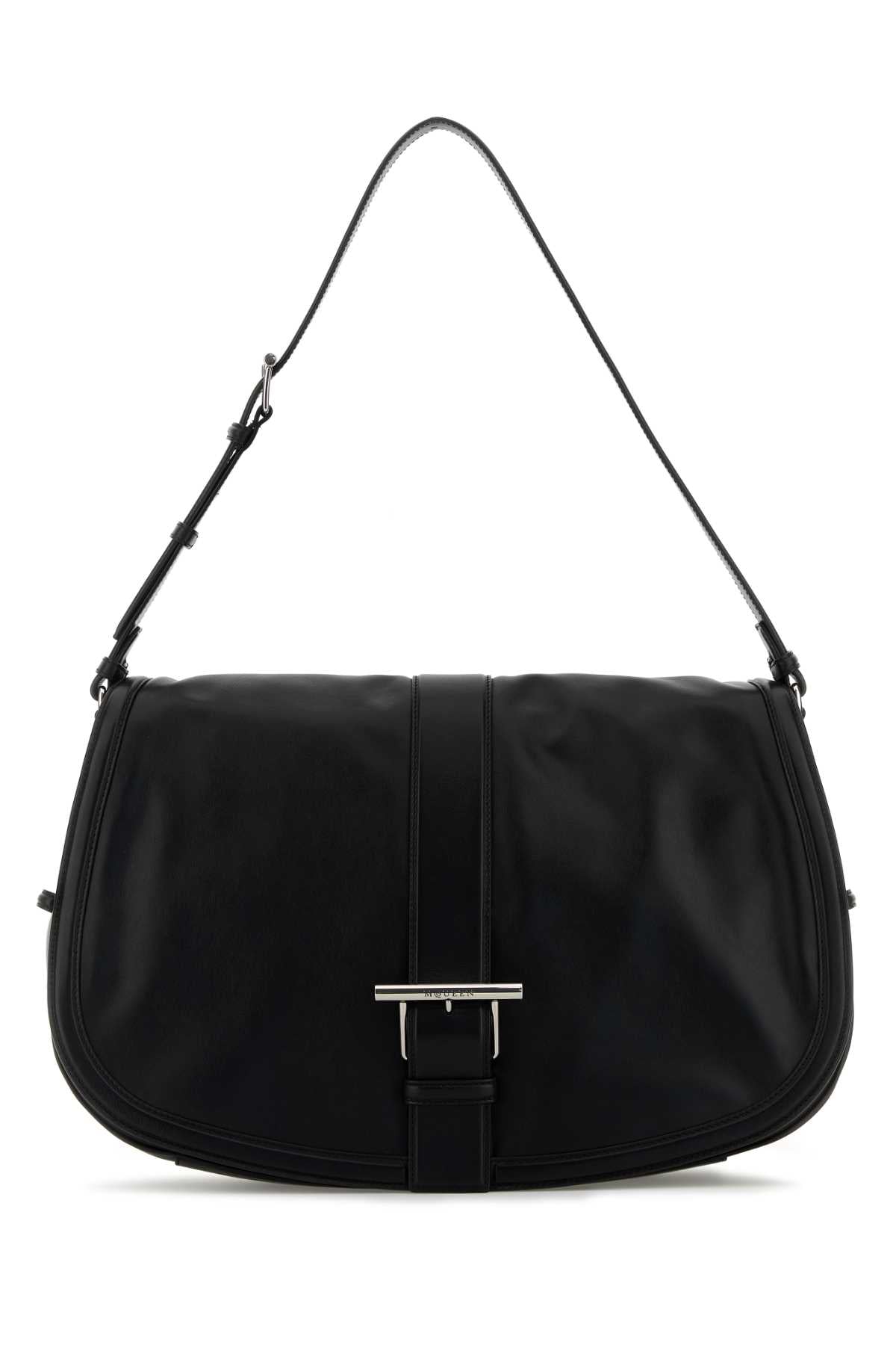 Alexander Mcqueen Men Black Leather Maxi Satchel Shoulder Bag
