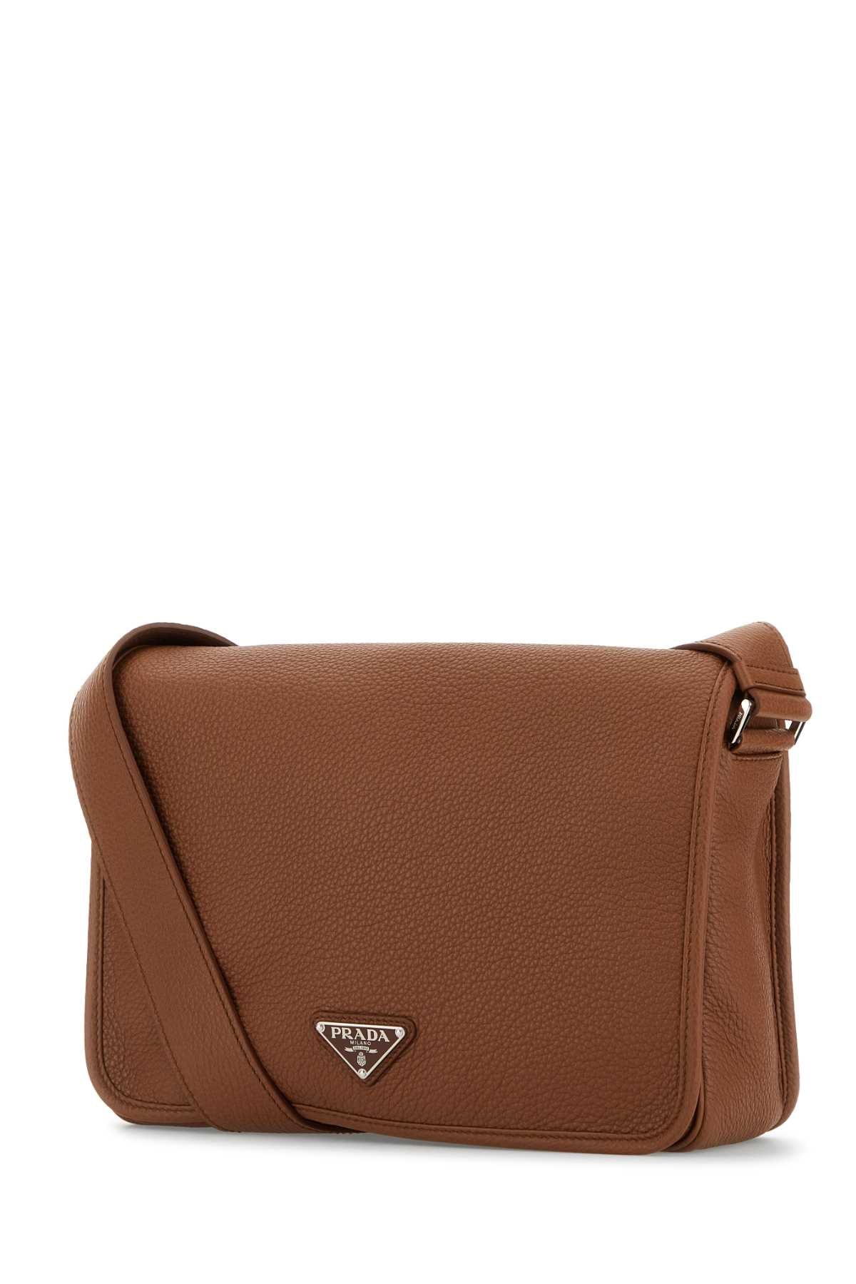 Prada Men Caramel Leather Crossbody Bag
