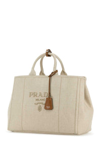 Prada Men Sand Canvas Extra Large Prada Jardiniã¨Re Shopping Bag