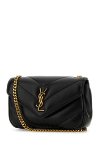 Saint Laurent Women Black Leather Mini Loulou Crossbody Bag