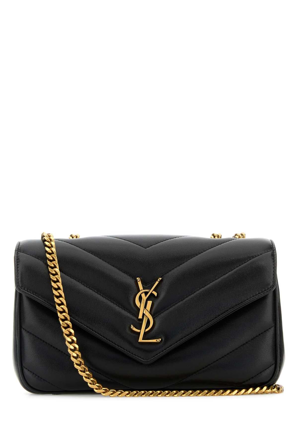 SAINT LAURENT Saint Laurent Women Black Leather Small Loulou Shoulder Bag