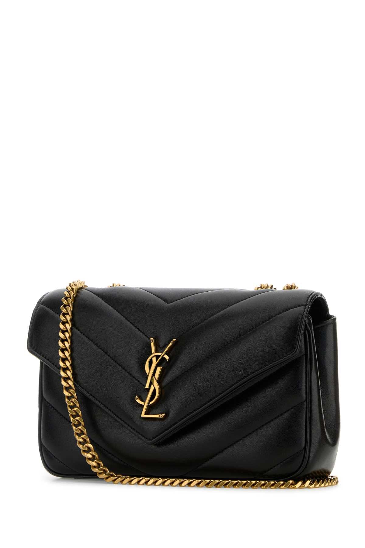 SAINT LAURENT Saint Laurent Women Black Leather Small Loulou Shoulder Bag
