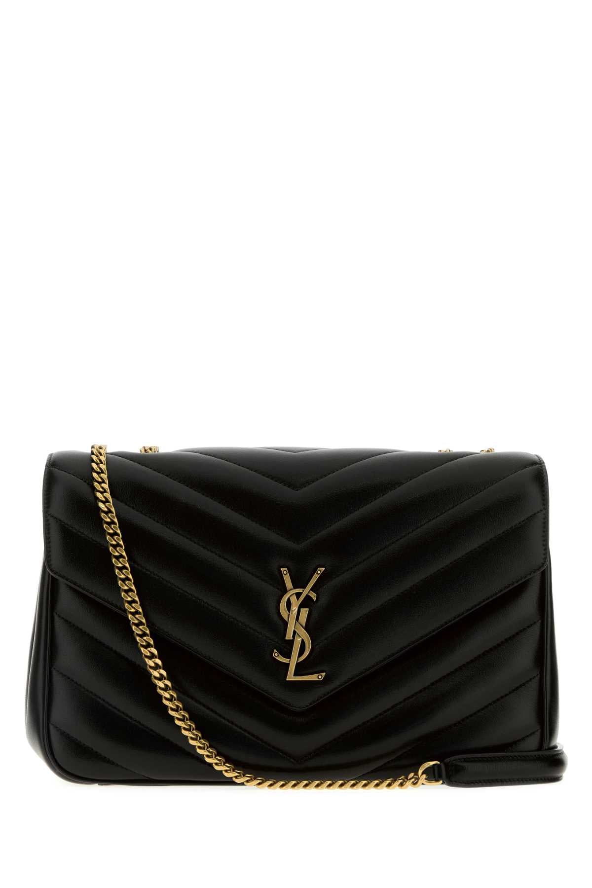 Saint Laurent Women Black Leather Large Lou Lou Shoulder Bag