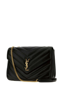 Saint Laurent Women Black Leather Large Lou Lou Shoulder Bag