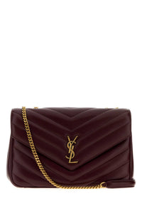 SAINT LAURENT Saint Laurent Women Burgundy Leather Large Lou Lou Shoulder Bag