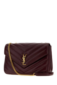 SAINT LAURENT Saint Laurent Women Burgundy Leather Large Lou Lou Shoulder Bag