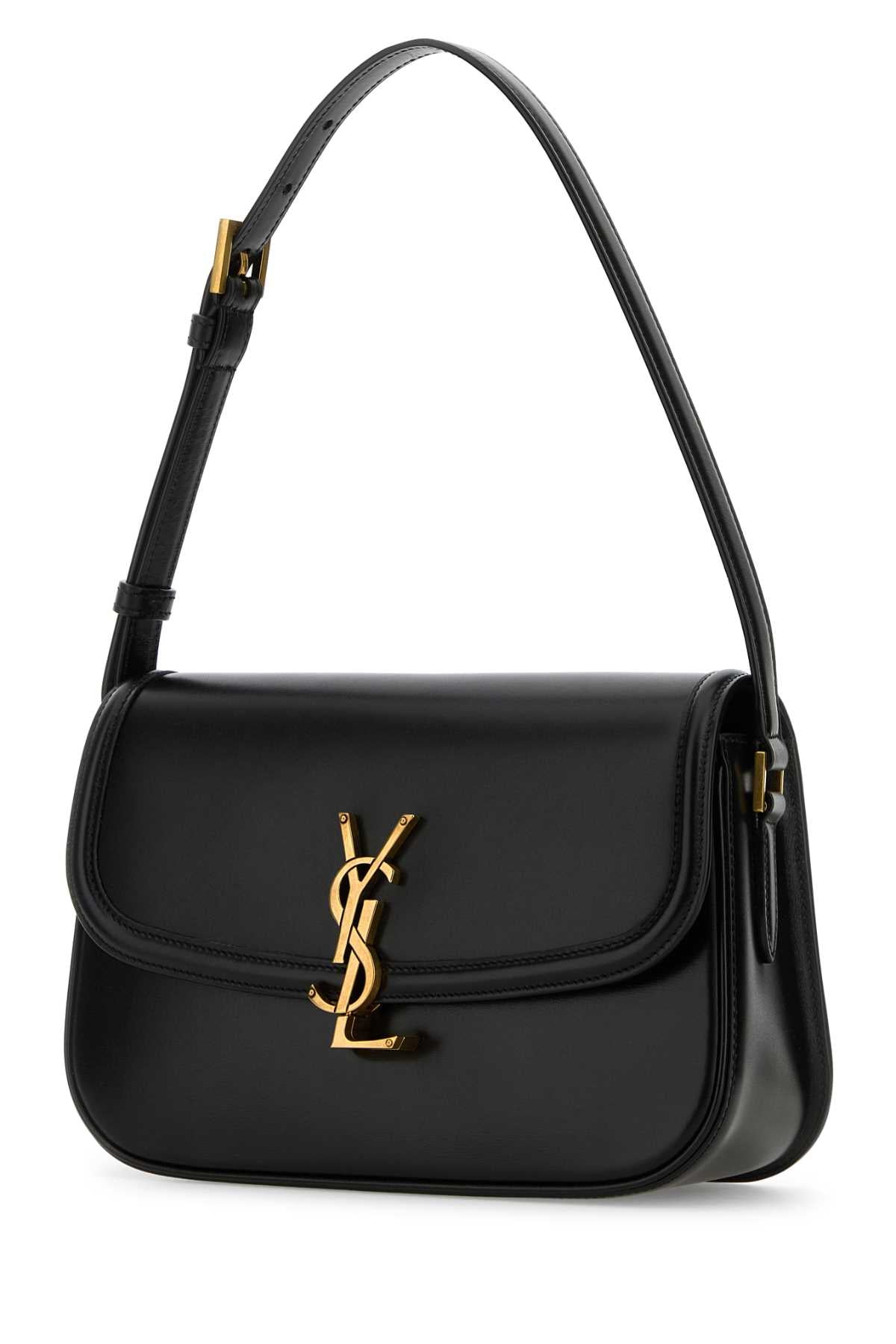 Saint Laurent Women Black Leather Solferino Shoulder Bag