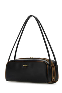 Prada Women Black Leather Shoulder Bag