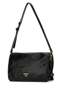 Prada Women Black Leather Medium Shoulder Bag