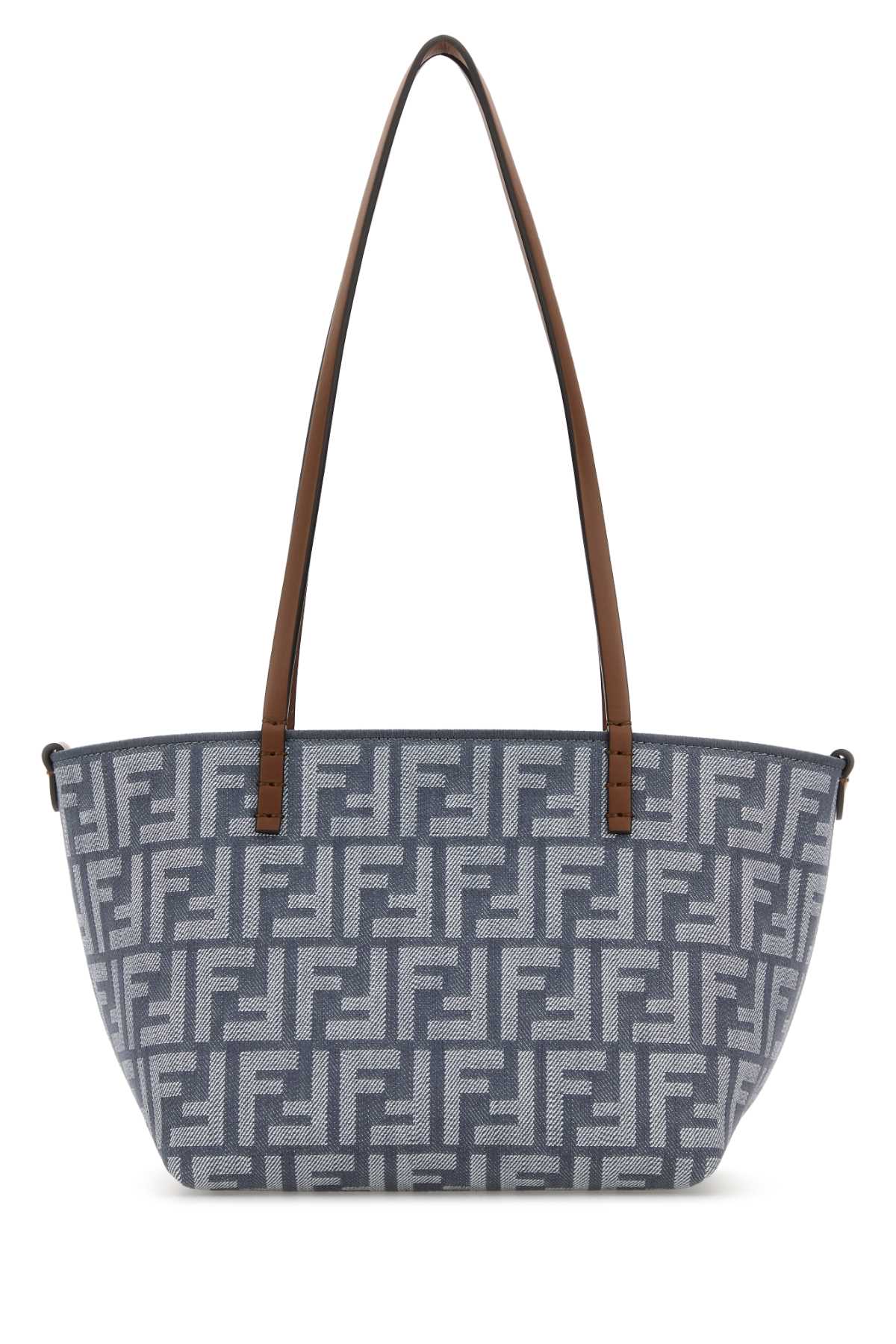 Fendi Women Embroidered Denim Small Roll Reversible Shopping Bag