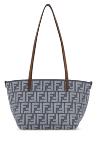 Fendi Women Embroidered Denim Small Roll Reversible Shopping Bag