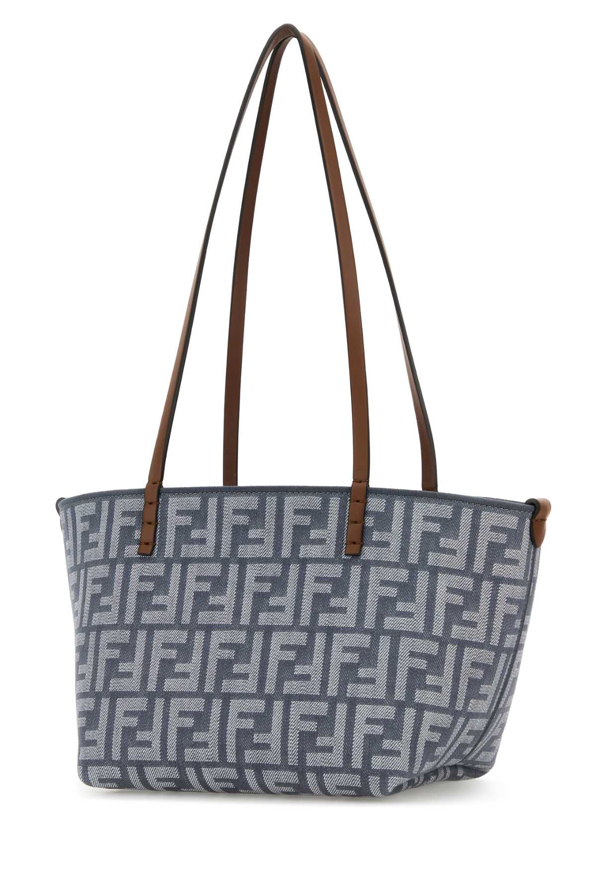 Fendi Women Embroidered Denim Small Roll Reversible Shopping Bag