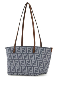 Fendi Women Embroidered Denim Small Roll Reversible Shopping Bag