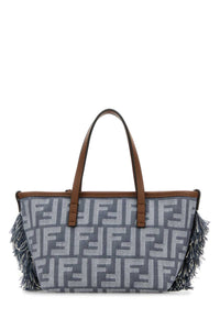 Fendi Women Embroidered Denim Mini Roll Handbag