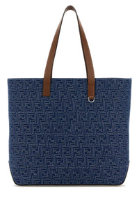 Fendi Men Embroidered Denim Shopping Bag