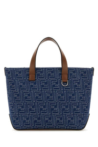 Fendi Men Embroidered Denim Handbag