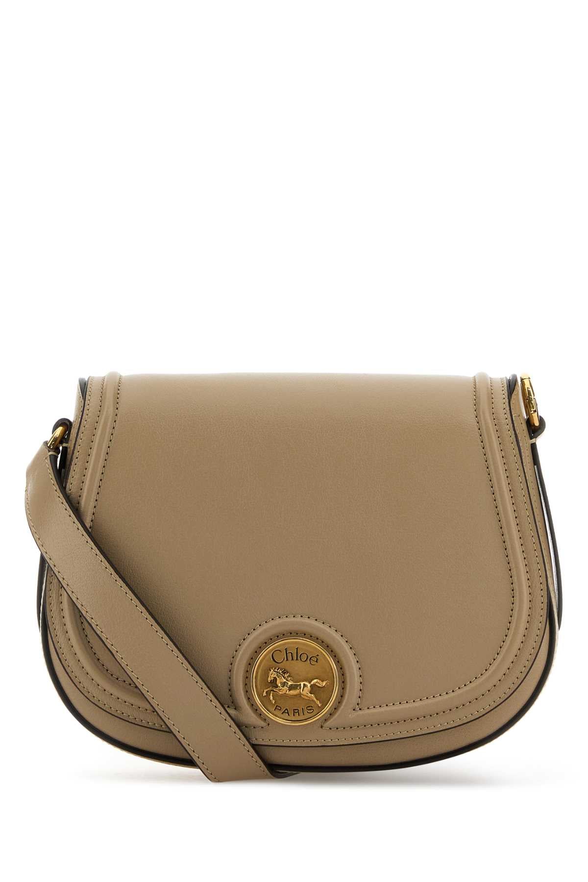 CHLOE Chloe Women Cappuccino Leather Horse Medal Crossbody Bag