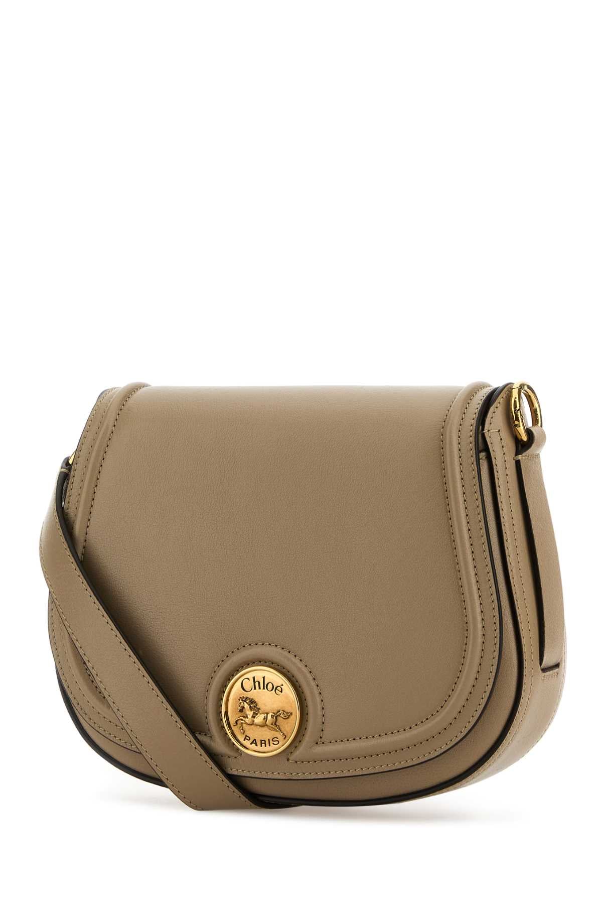 CHLOE Chloe Women Cappuccino Leather Horse Medal Crossbody Bag