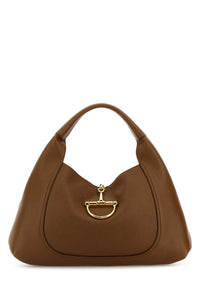 Gucci Women Brown Leather Large Gucci Softbit Shoulder Bag