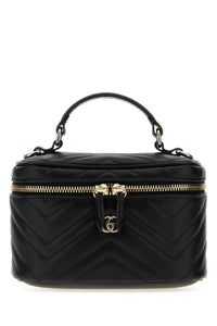 Gucci Women Black Leather Gg Marmont Bucket Bag