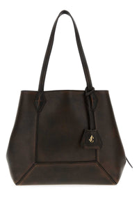 Jimmy Choo Women Dark Brown Leather Diamond Shopping Bag