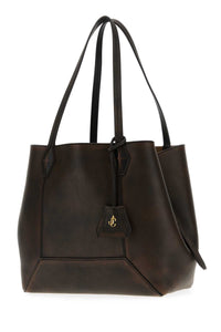 Jimmy Choo Women Dark Brown Leather Diamond Shopping Bag