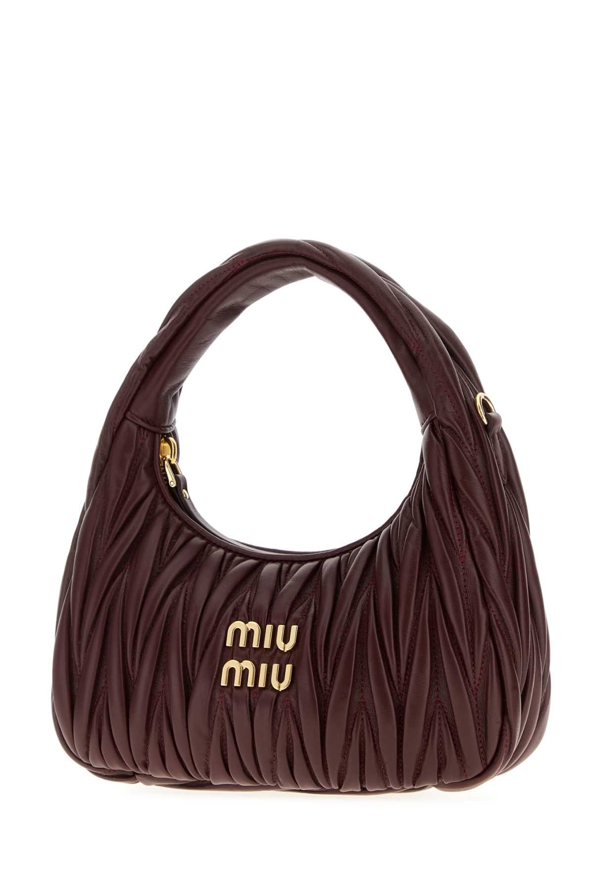 Miu Miu Women Burgundy Nappa Leather Wander Handbag
