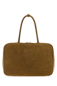 Miu Miu Women Beige Suede Handbag