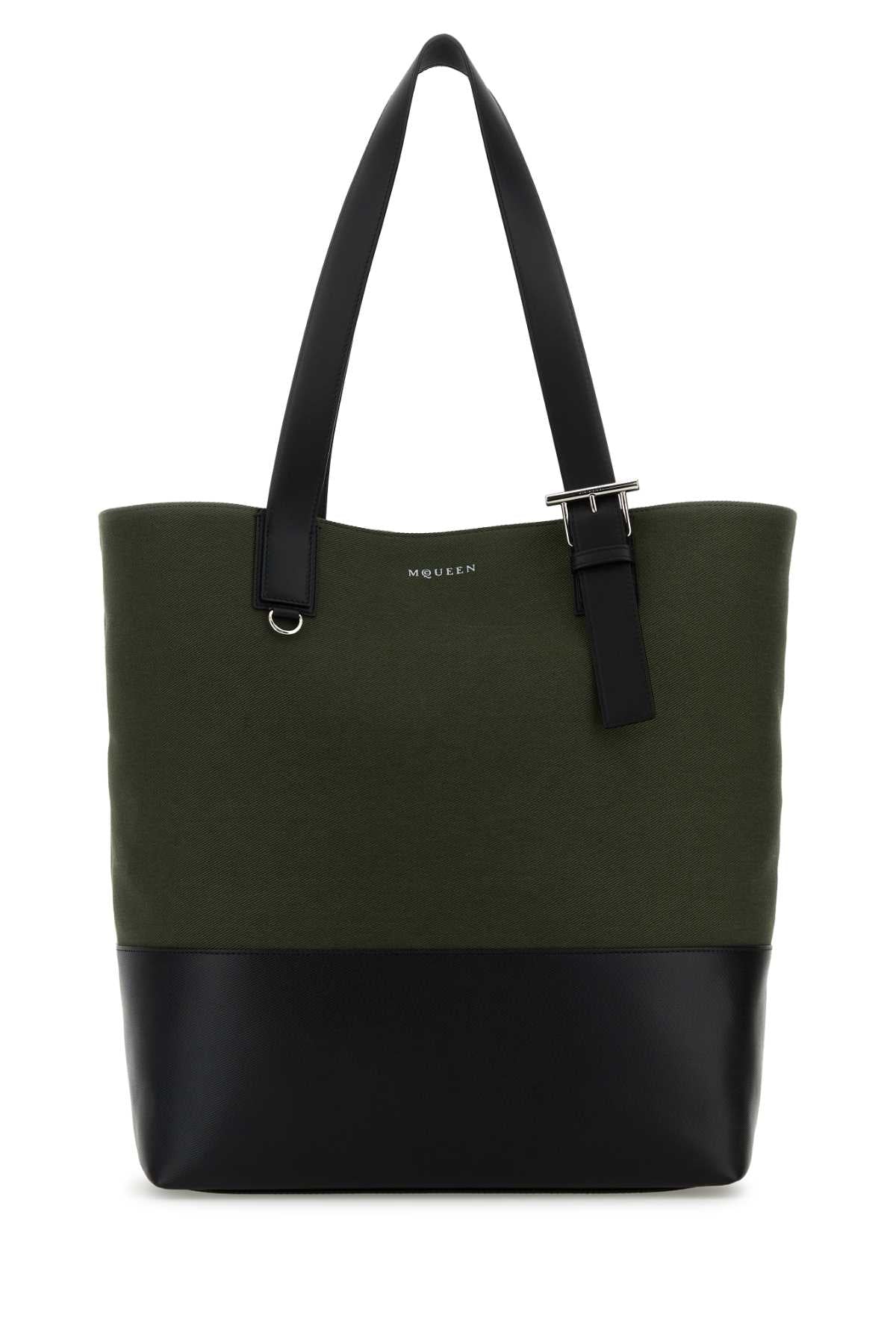 Alexander Mcqueen Men Army Green Canvas Shopping Bag