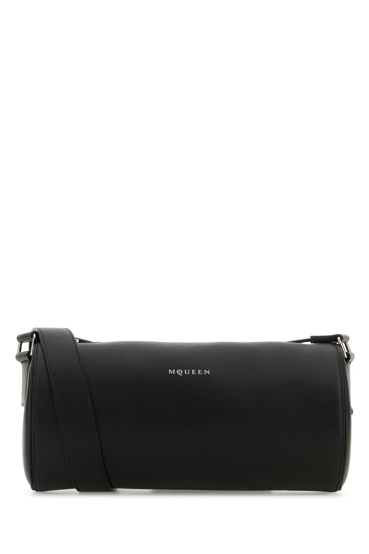 Alexander Mcqueen Men Black Leather Mcqueen Roller Crossbody Bag