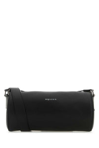 Alexander Mcqueen Men Black Leather Mcqueen Roller Crossbody Bag