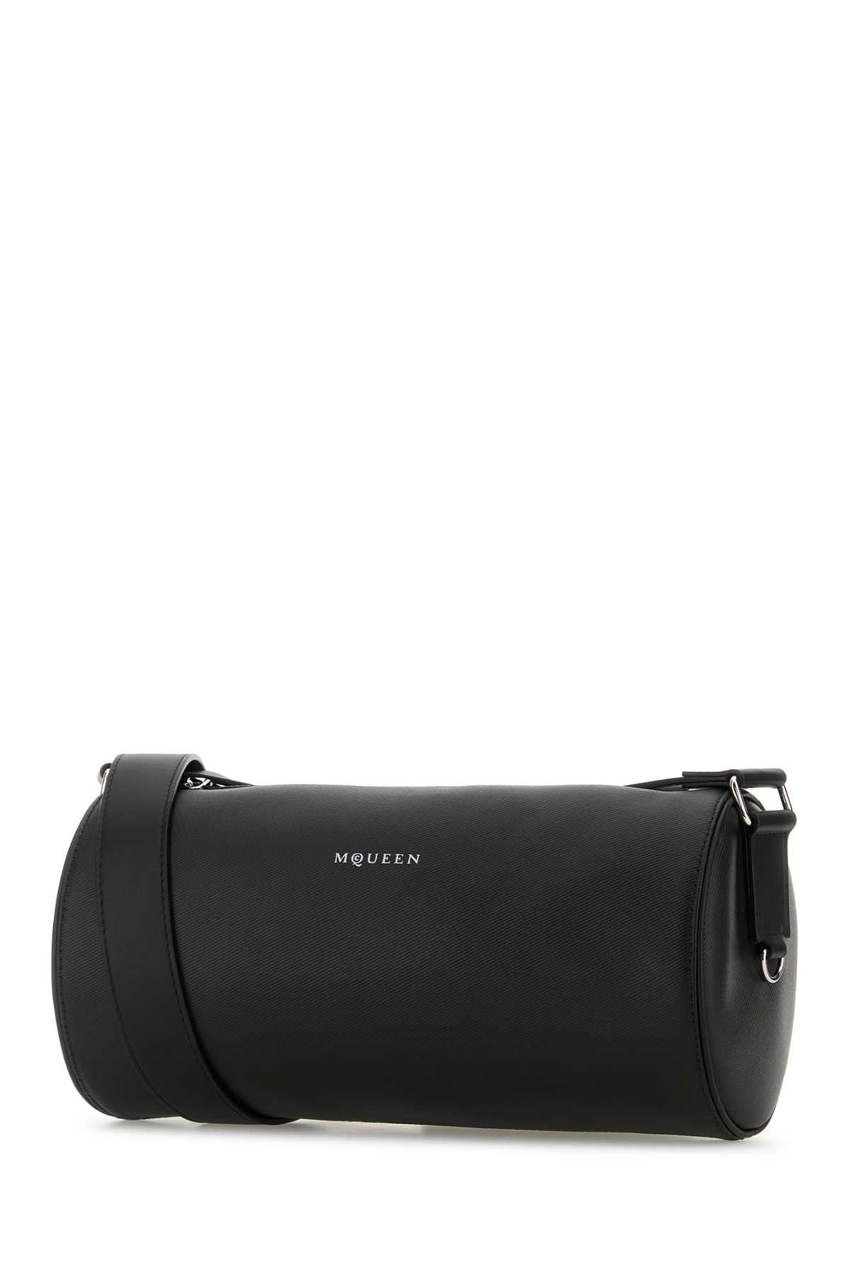 Alexander Mcqueen Men Black Leather Mcqueen Roller Crossbody Bag