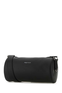 Alexander Mcqueen Men Black Leather Mcqueen Roller Crossbody Bag