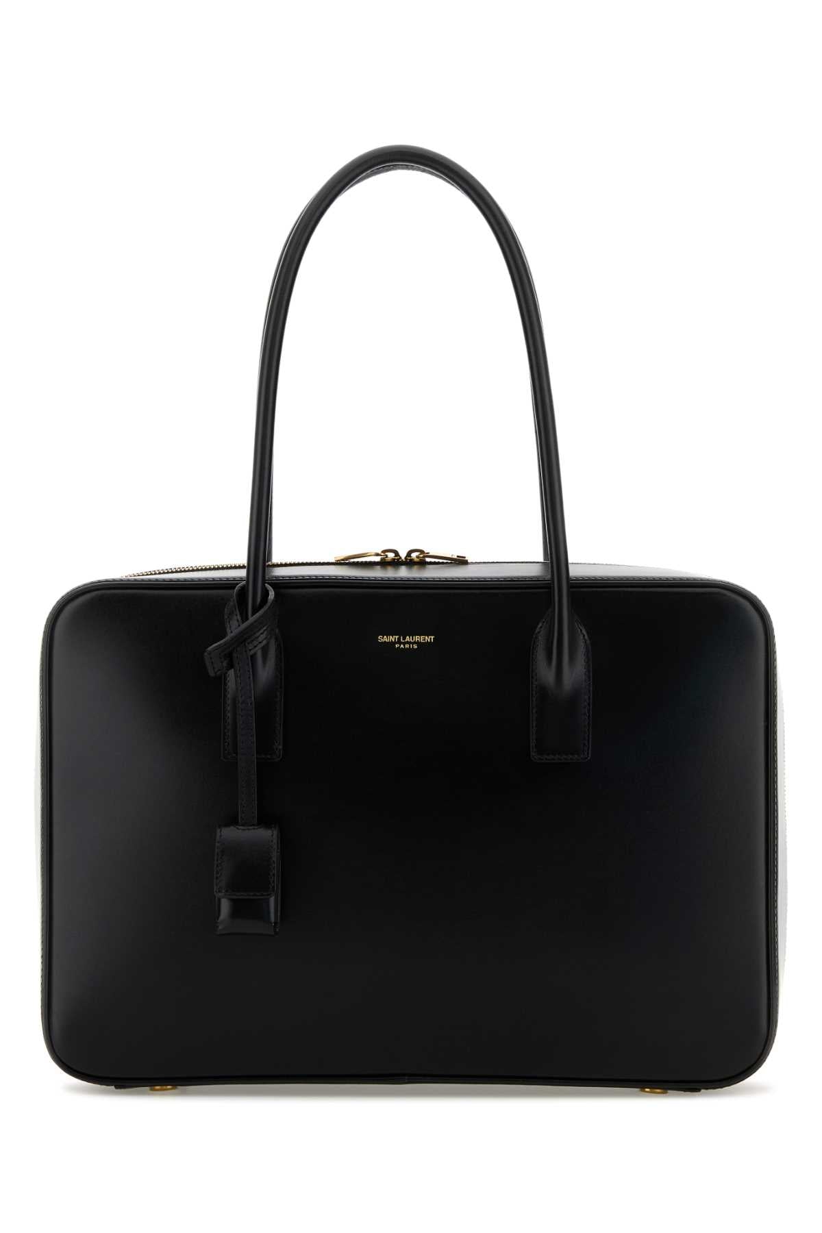 SAINT LAURENT Saint Laurent Women Black Leather Sac De Jour Handbag