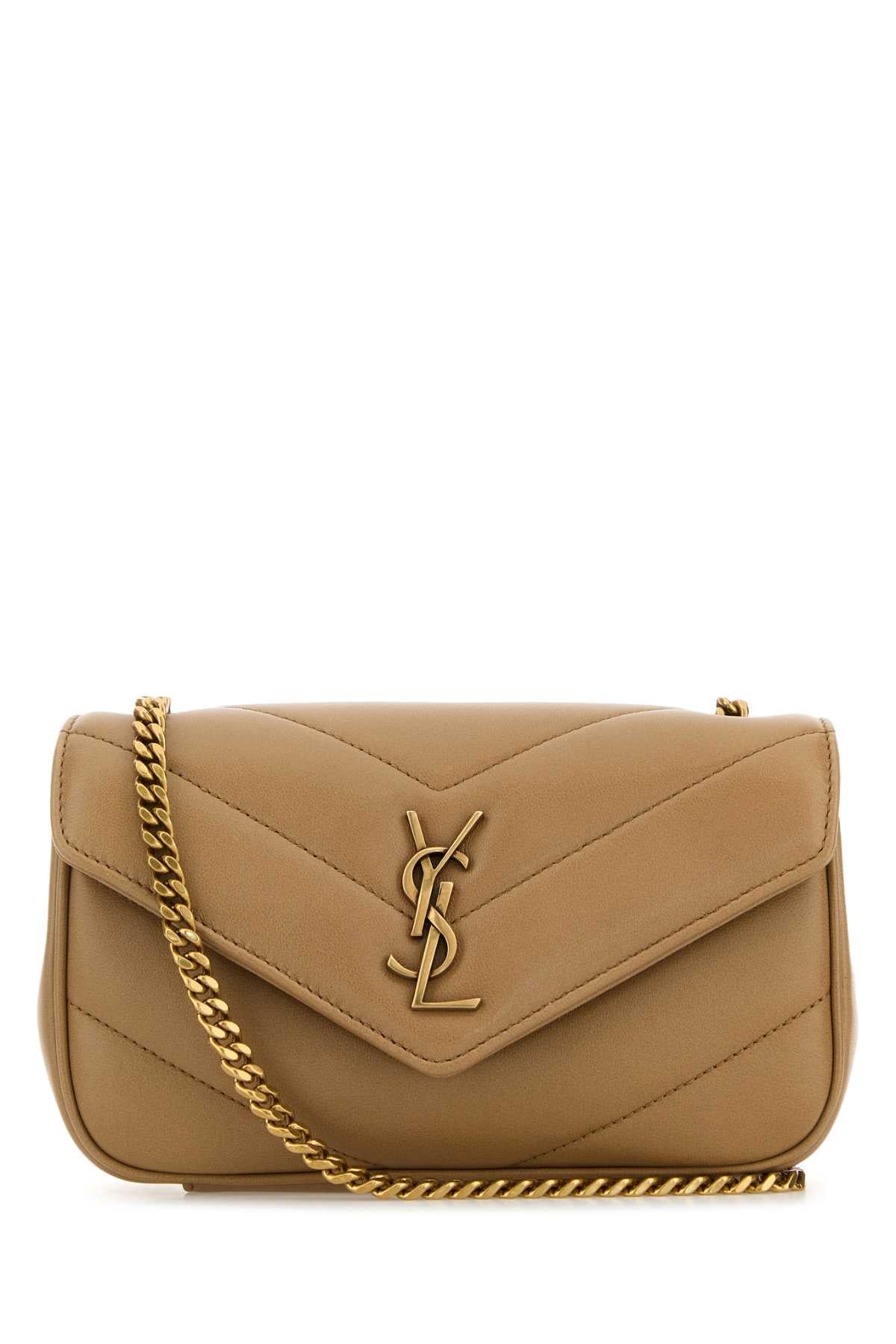 SAINT LAURENT Saint Laurent Women Camel Leather Mini Loulou Crossbody Bag