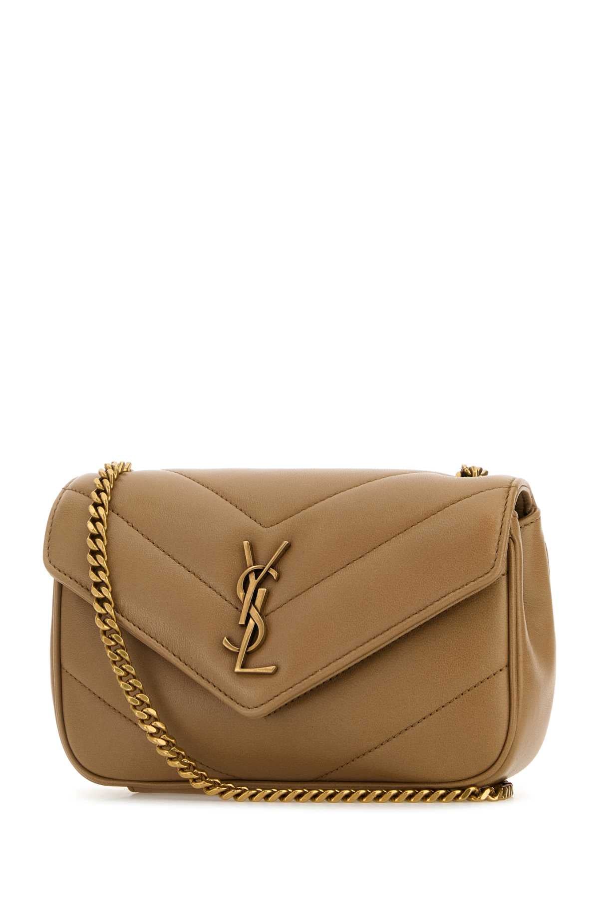 SAINT LAURENT Saint Laurent Women Camel Leather Mini Loulou Crossbody Bag